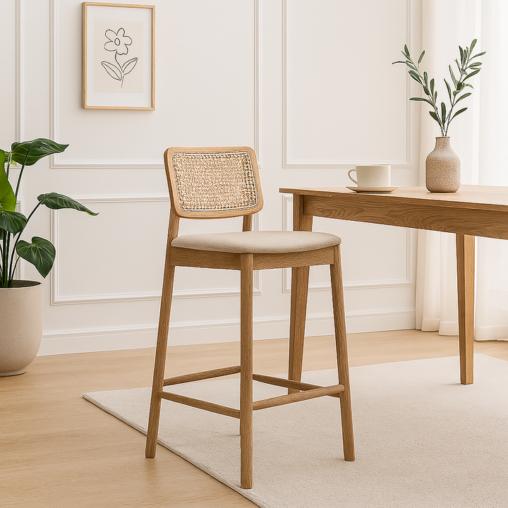 [Set of 2] Halcyon Rattan Bar Chair with Cushion