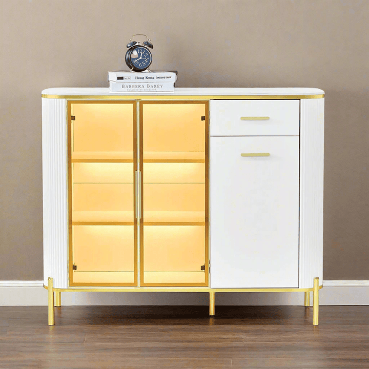 Maurille White Buffet Hutch (120cm)