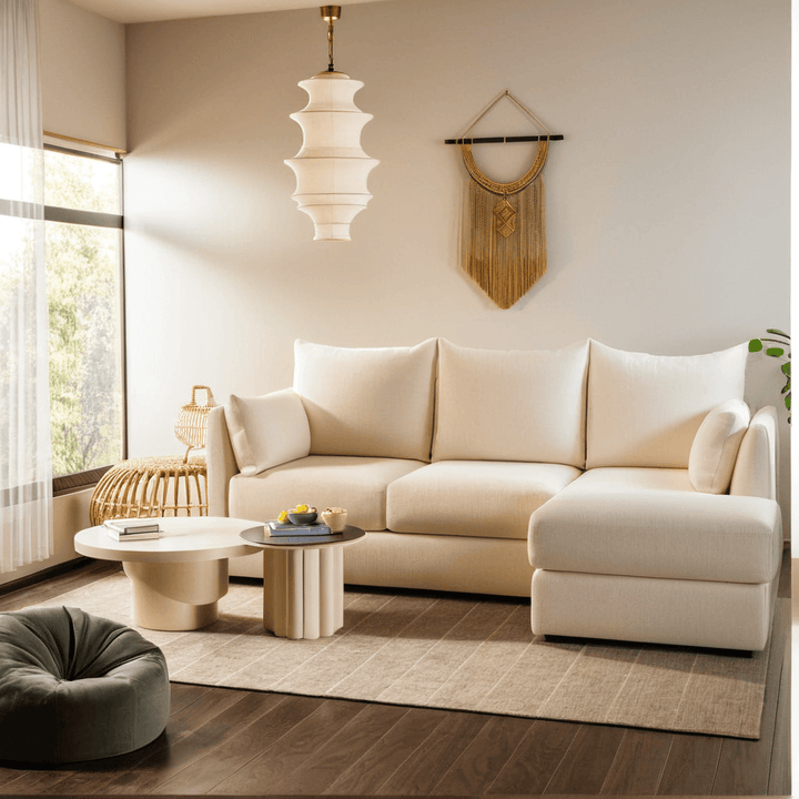 Harry L-Shaped Grey Fabric Sofa (Water Repellent)