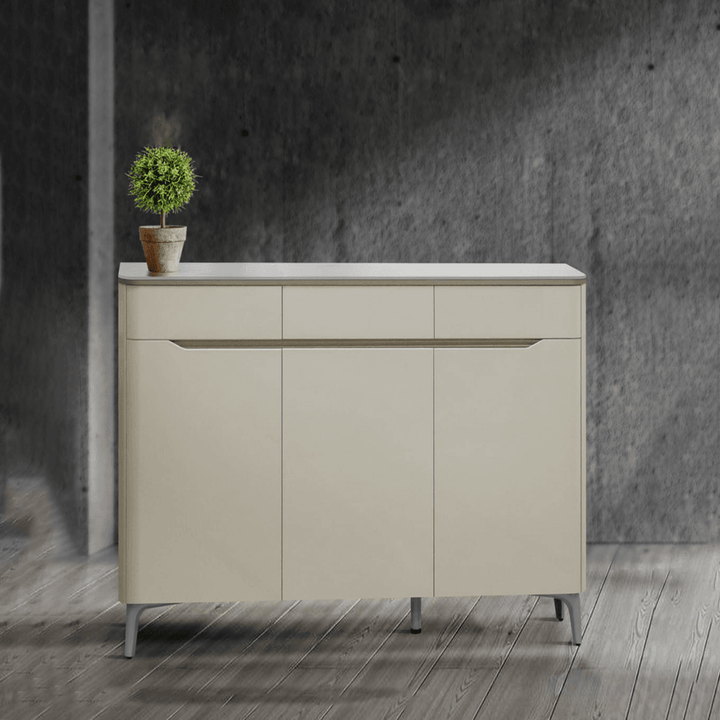 Bix II 3 Door Shoe Cabinet with Tempered Glass Top (120cm)