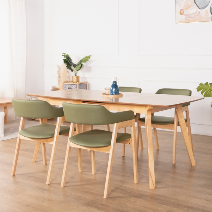 Levi Beech Extendable Wooden Dining Table (160-190cm)