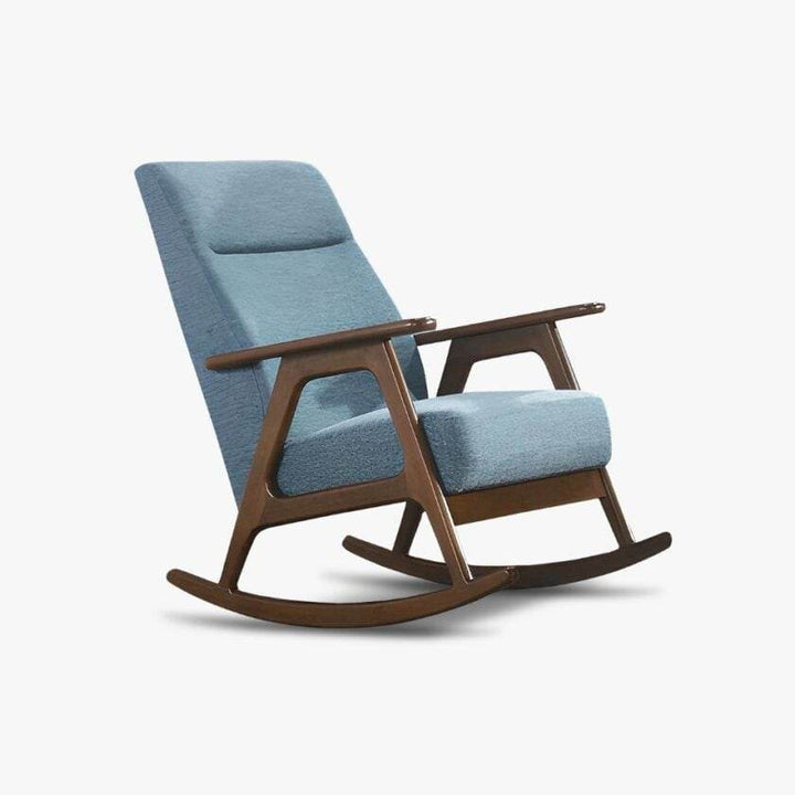 Andreus Blue Fabric Wooden Rocking Chair