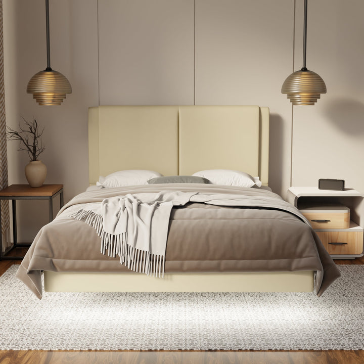Vance Genuine Leather Floating Bed Frame (With LED) By Esteller