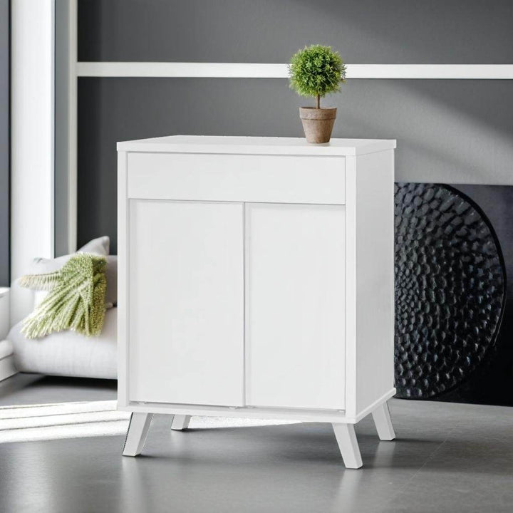 Marshall Shoe Cabinet with Sliding Door in White