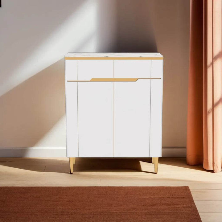 Laurell I Gold 2 Door Shoe Cabinet