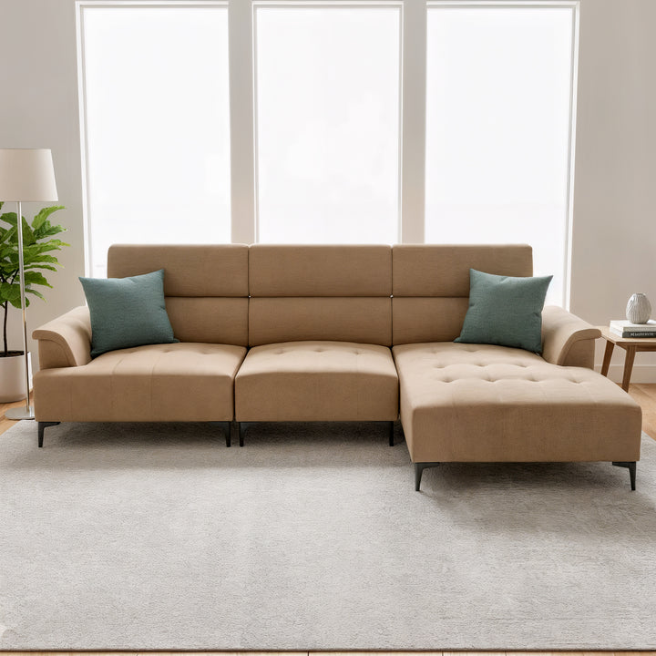 Armon Fabric Adjustable Backrest L-Shaped Sofa by Esteller (Pet Friendly & Easy Clean)