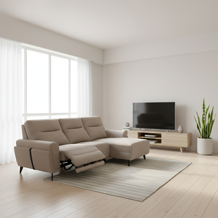 Xyrel Fabric Recliner L-Shaped Sofa by Esteller (Pet Friendly & Easy Clean)