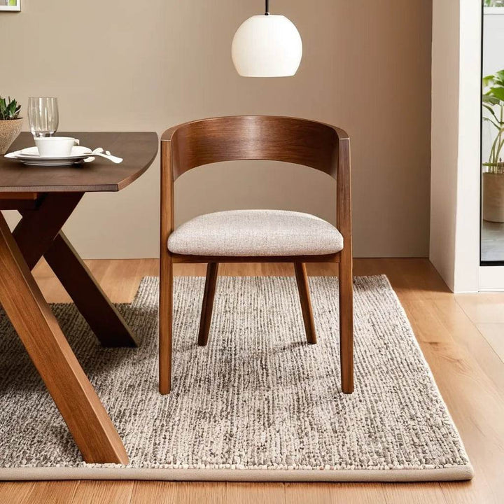 Elvira Wooden Dining Chair with Fabric Cushion
