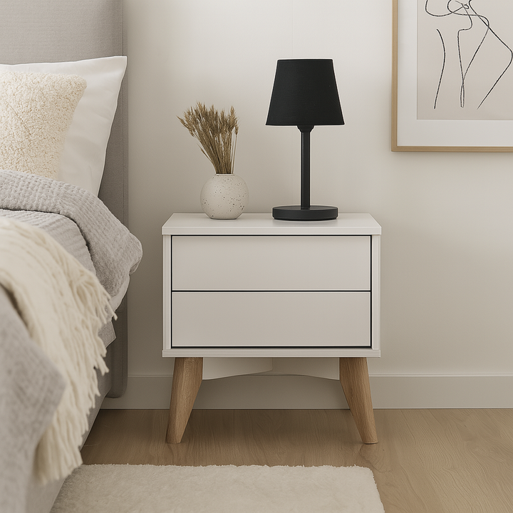 Xandra White Bedside Table