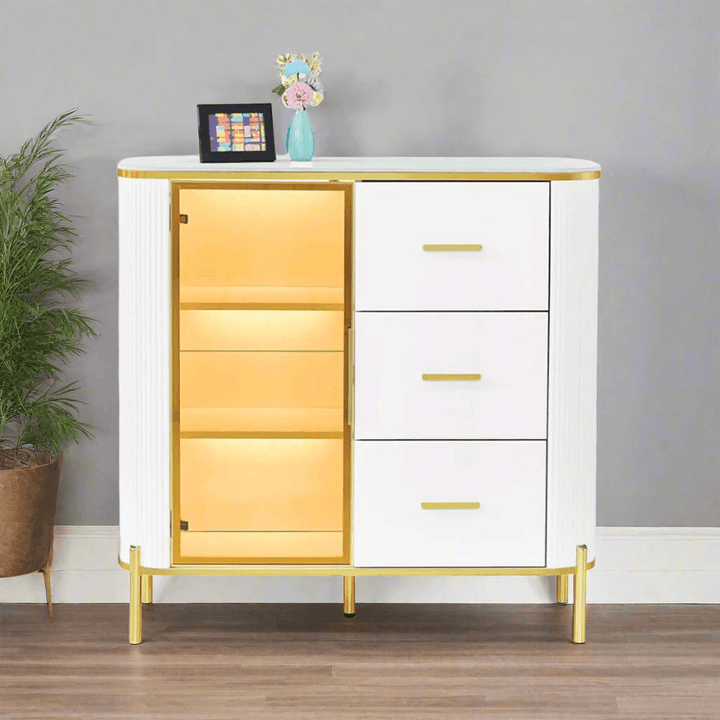 Maurille White Buffet Hutch (100cm)