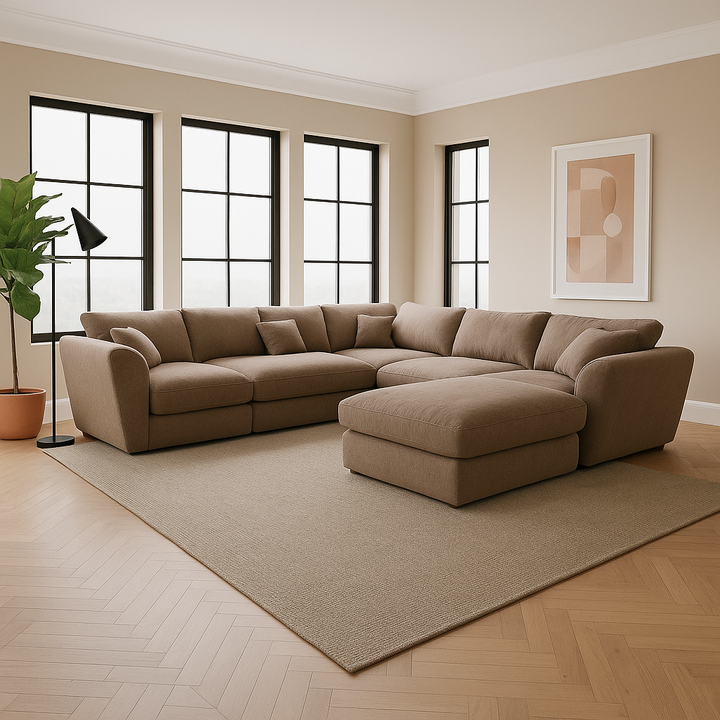 Korra Fabric Sectional Sofa by Esteller (Pet Friendly & Easy Clean)