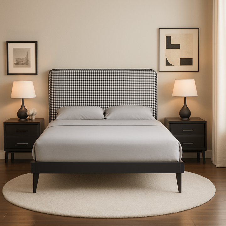 Remington Houndstooth Fabric Bed Frame (Queen)