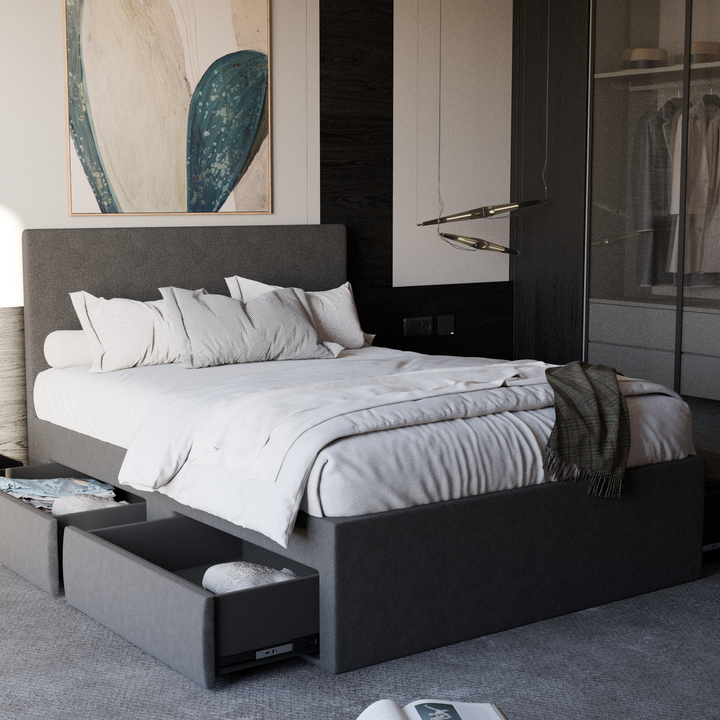 Devonne Grey Fabric Drawer Bed (Water Repellent)
