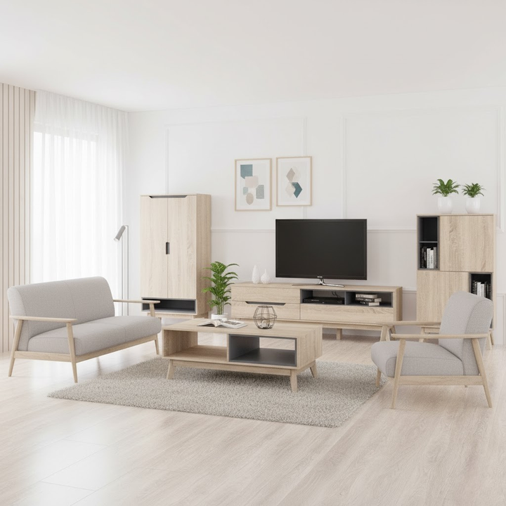 Trystan Living Room Set <br> (Coffee Table + TV Console + Storage Cabinet + Shoe Cabinet)