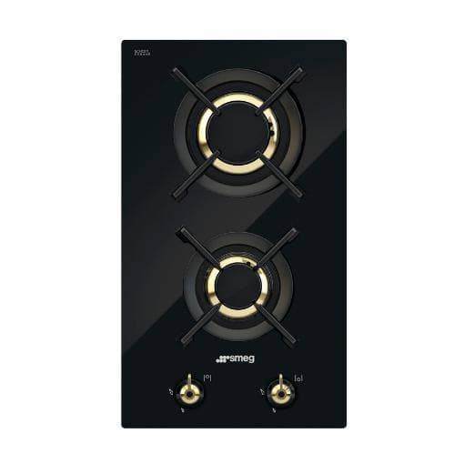 Smeg Gas Hob 30cm 2 Burners Black Glass Ceramic PC32GNO
