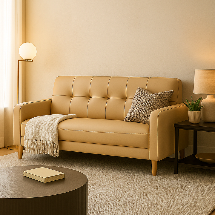 Mandel Faux Leather Sofa