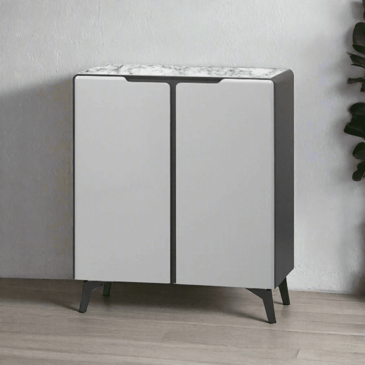 Galcy 2 Door Shoe Cabinet with Tempered Glass Top