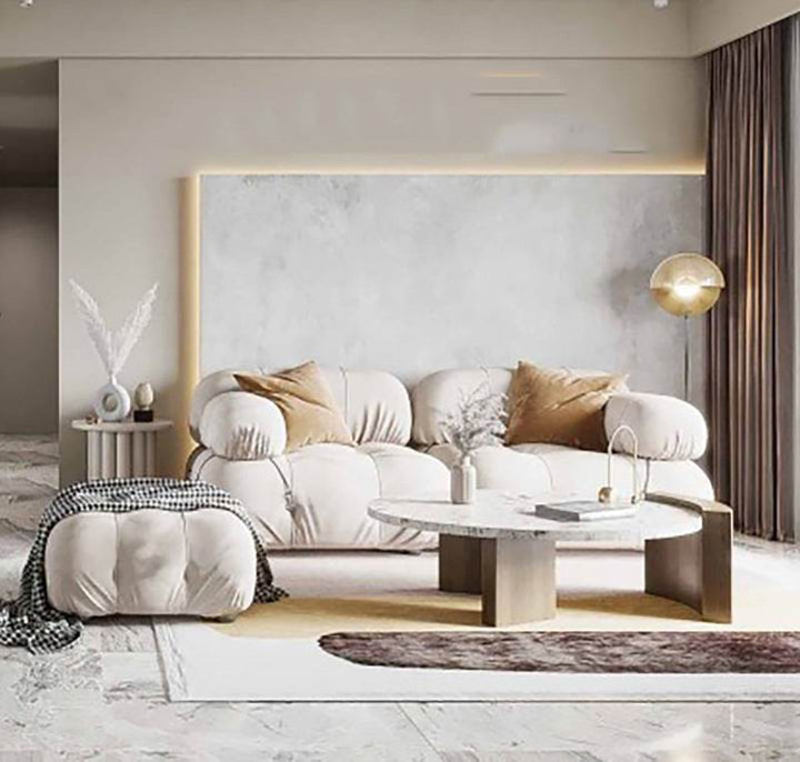 Stella Velvet Fabric Sofa in Cream