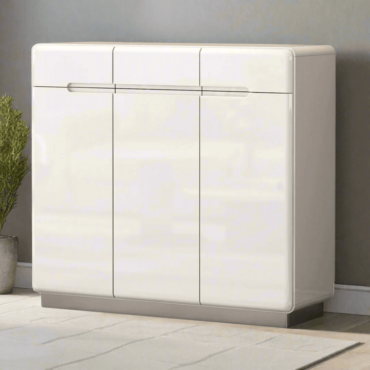 Estrella 3 Door White Shoe Cabinet (100cm)