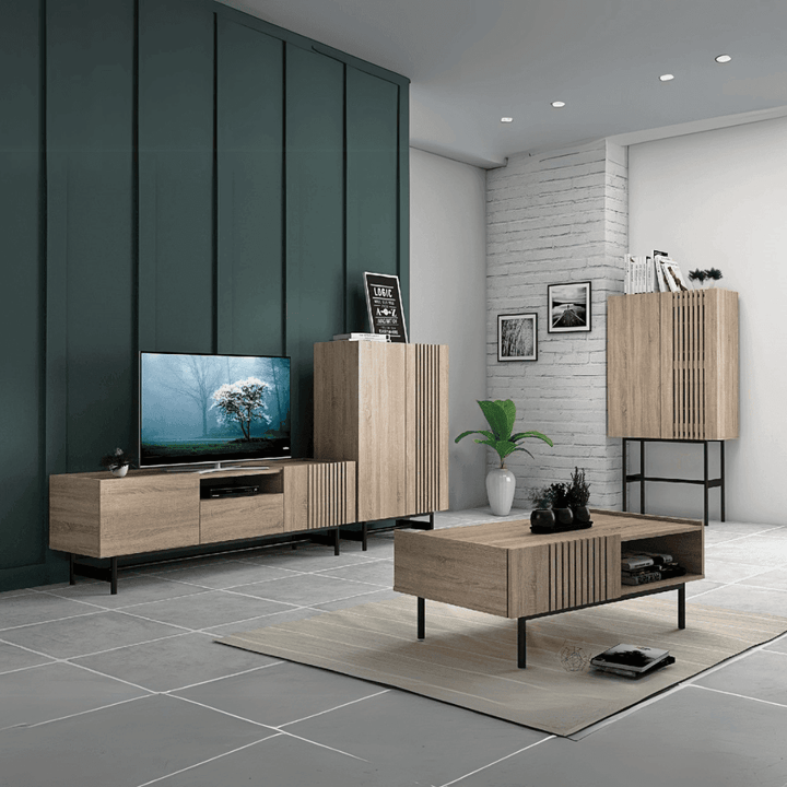 Marchel Living Room Set <br> (Coffee Table + TV Console + Storage Cabinet + Shoe Cabinet)