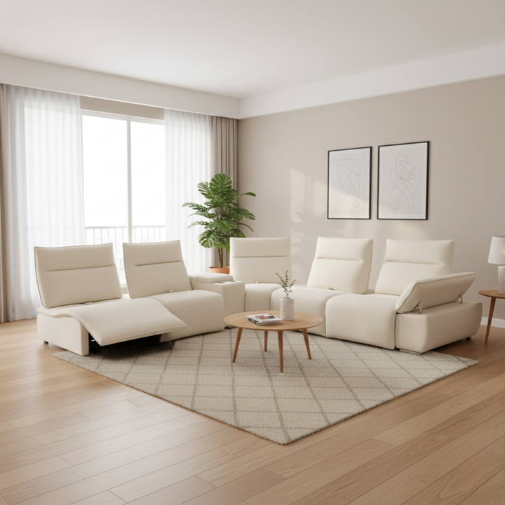 Fylar Fabric Adjustable Backrest & Armrest Recliner Corner Sofa by Esteller (Pet Friendly & Easy Clean)