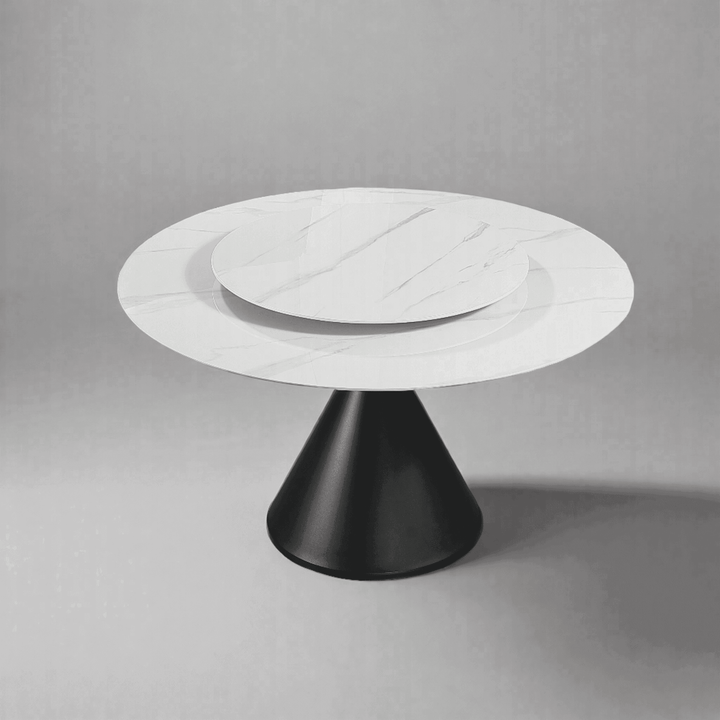 Melody Sintered Stone Round Dining Table (With or Without Lazy Susan)