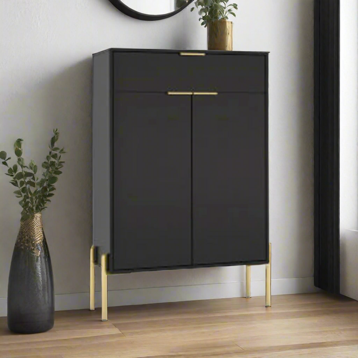 Nesta Black Shoe Cabinet (80cm)