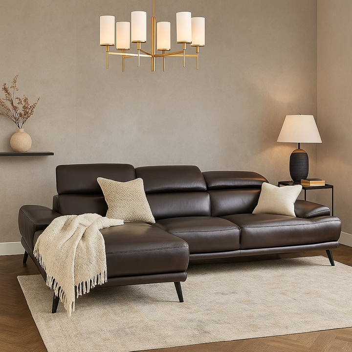Emiko Genuine Leather L-Shaped Sofa