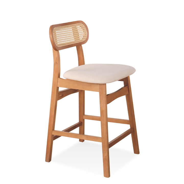 Fika Wooden Bar Stool (Rattan)