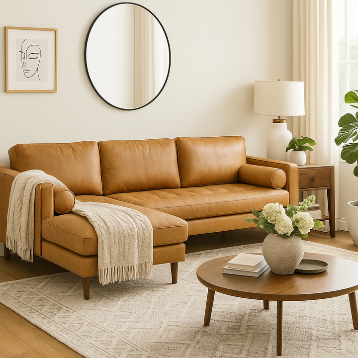 Ashla L-Shape Faux Leather Sofa