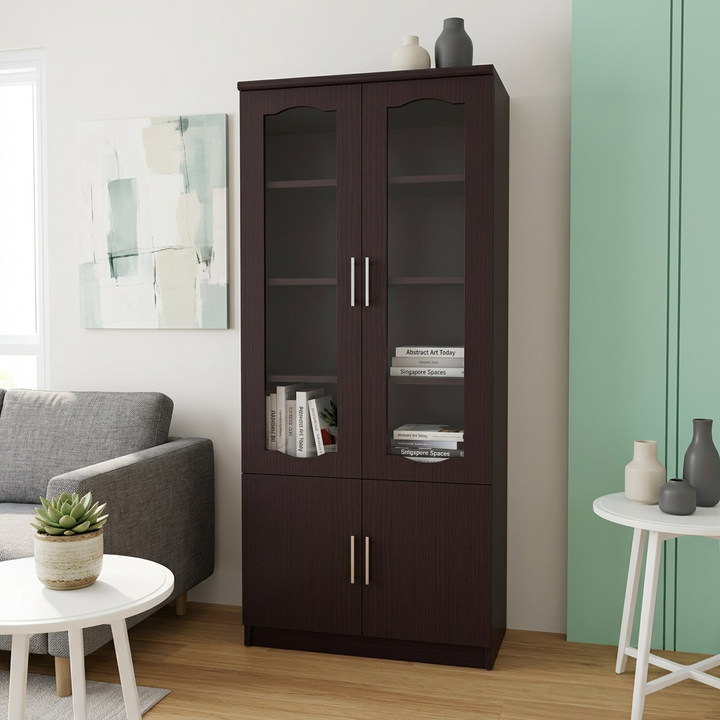 Darold Walnut Display Cabinet/Bookshelf