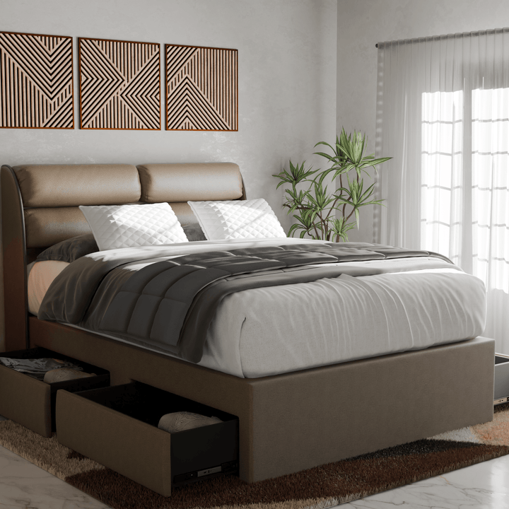 Fobbee Faux Leather Drawer Bed