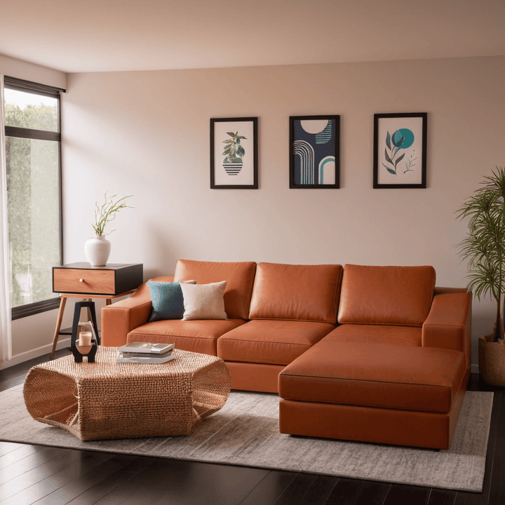 Deryk Faux Leather L-Shaped Sofa