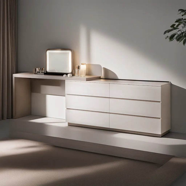 Lazarus Glossy Sintered Stone Extendable Dressing Table