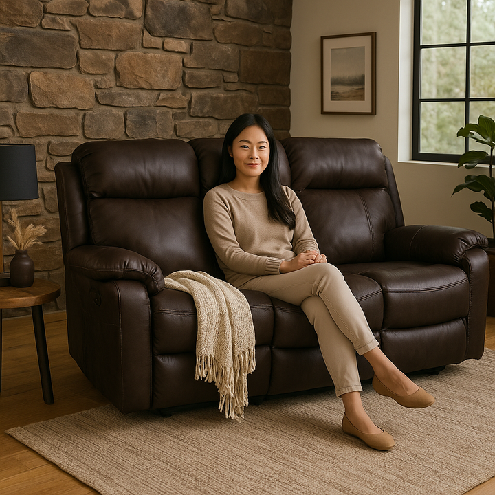 Arizona Genuine Leather Manual Recliner Sofa