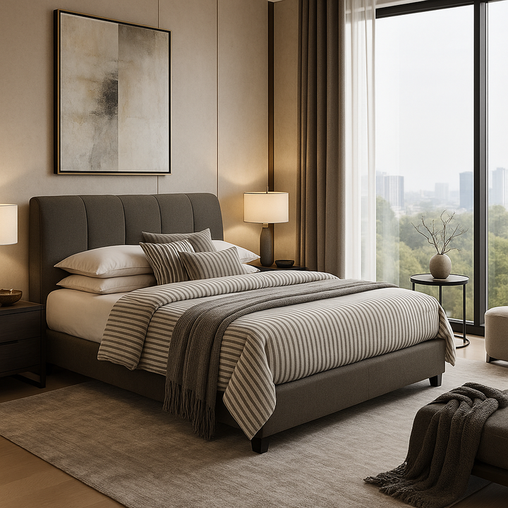 Begonia Grey Fabric Bed Frame