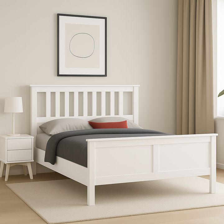 Xandra White Wooden Bed (Queen)