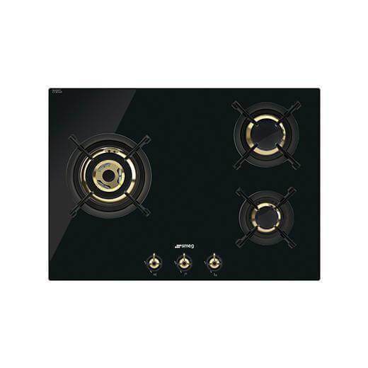 Smeg Gas Hob 70cm 3 Burner Black Glass PC73GNO