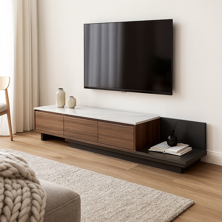 Elias Glossy Sintered Stone Extendable TV Console