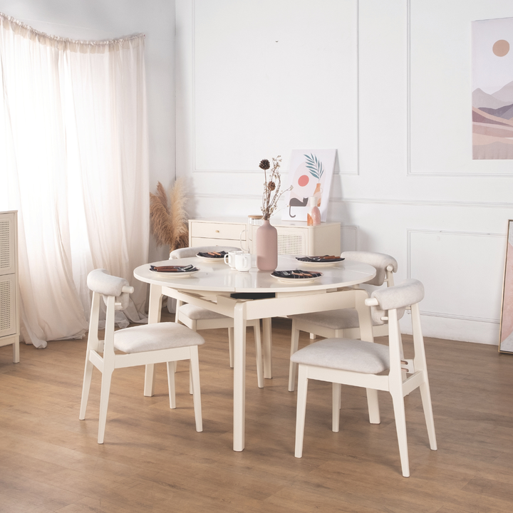 Vorie White Extendable Wooden Dining Table (160cm)