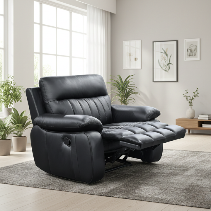 Ervon Genuine Leather Recliner Sofa by Esteller