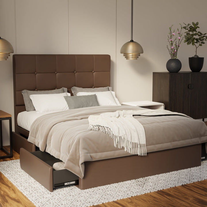 Theron Genuine Leather Drawer Bed By Esteller
