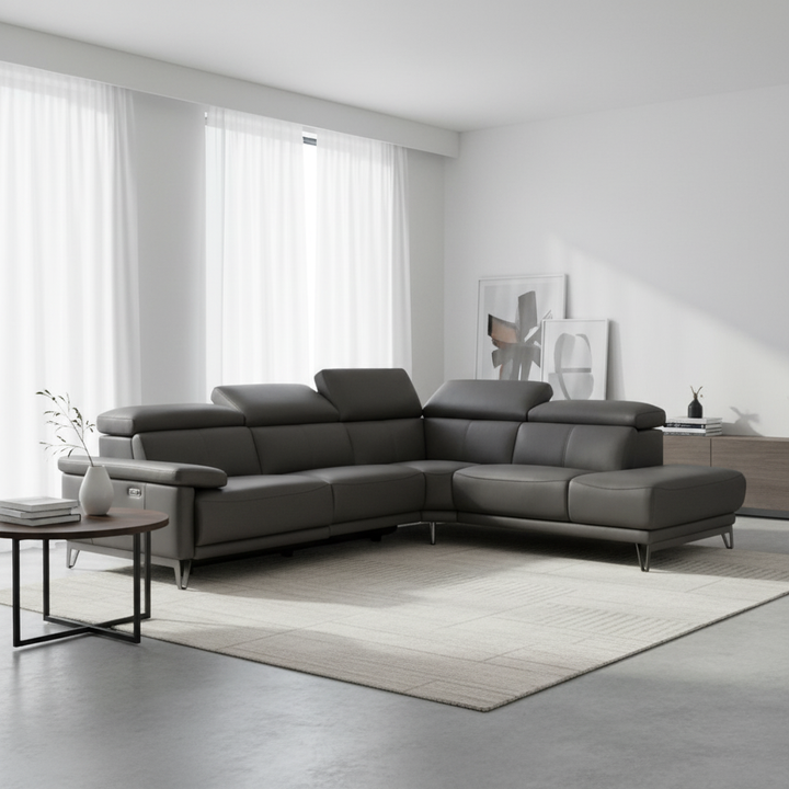 Yuta Genuine Leather Recliner Sectional Sofa