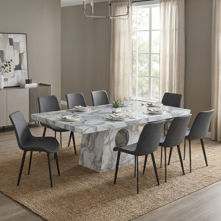 Rigur Marble Dining Table + Anderson Dining Chair (1+8)