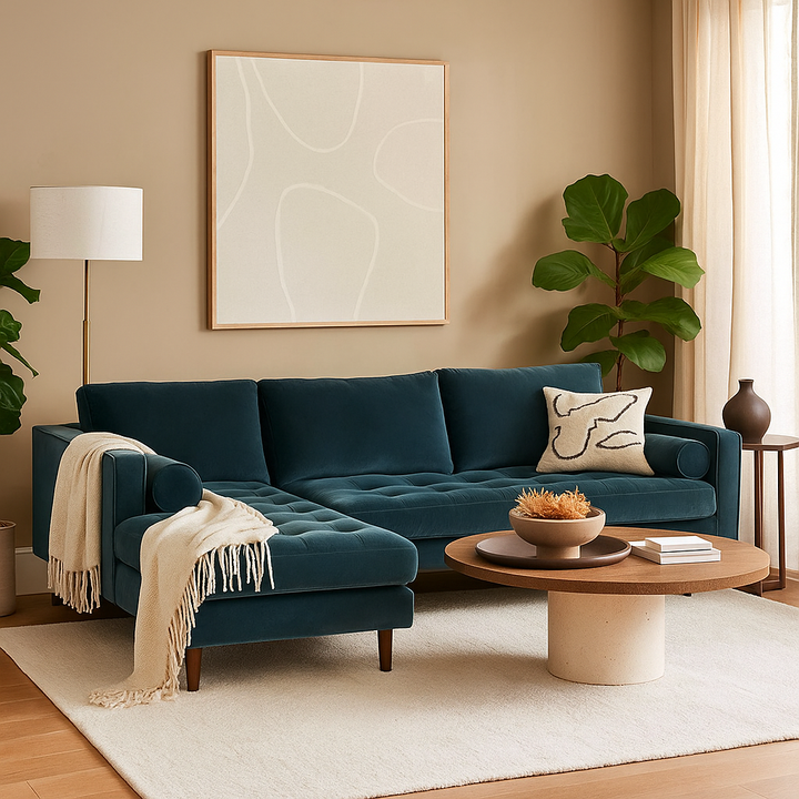 Ashla L-Shape Velvet Fabric Sofa