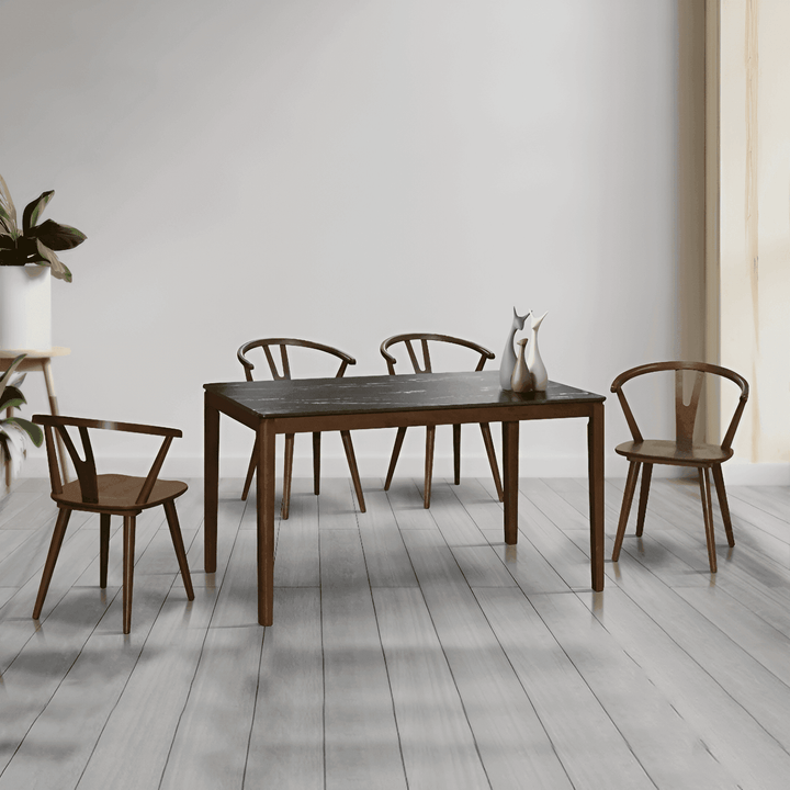 Alafia Wooden Dining Set with HPL Moulded Set Top (1+4)