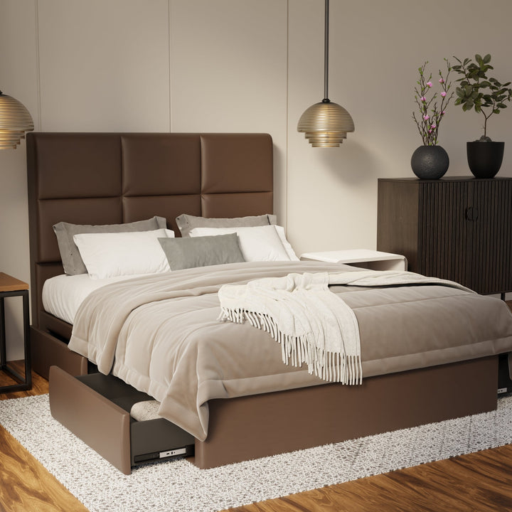 Caspian Genuine Leather Drawer Bed By Esteller