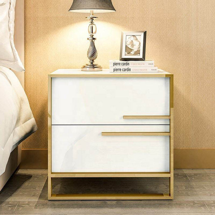 Diona White Bedside Table (50cm)