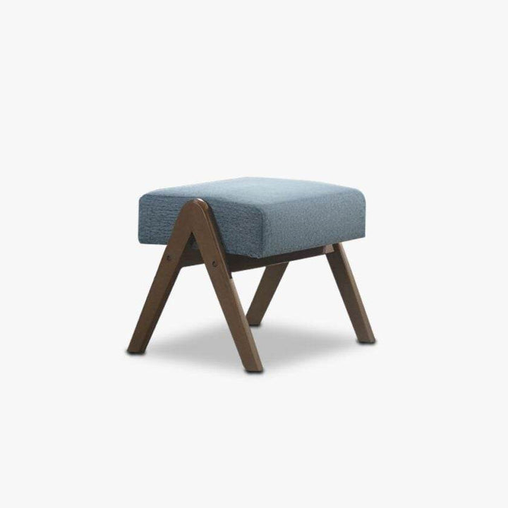 Andreus Blue Fabric Wooden Ottoman