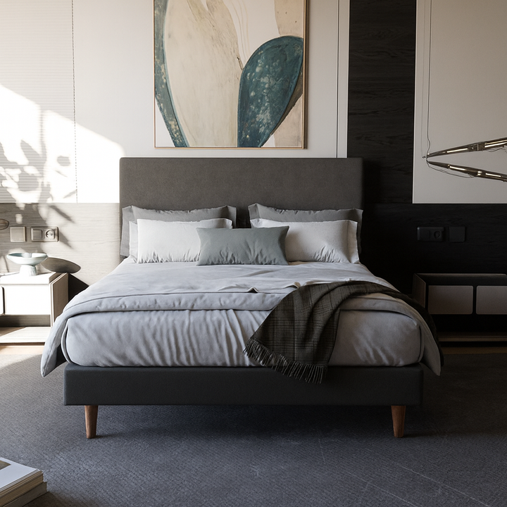 Devonne Fabric Bed Frame (Water Repellent) + Somnuz® Comfy 10" Pocketed Spring Mattress Bed Set